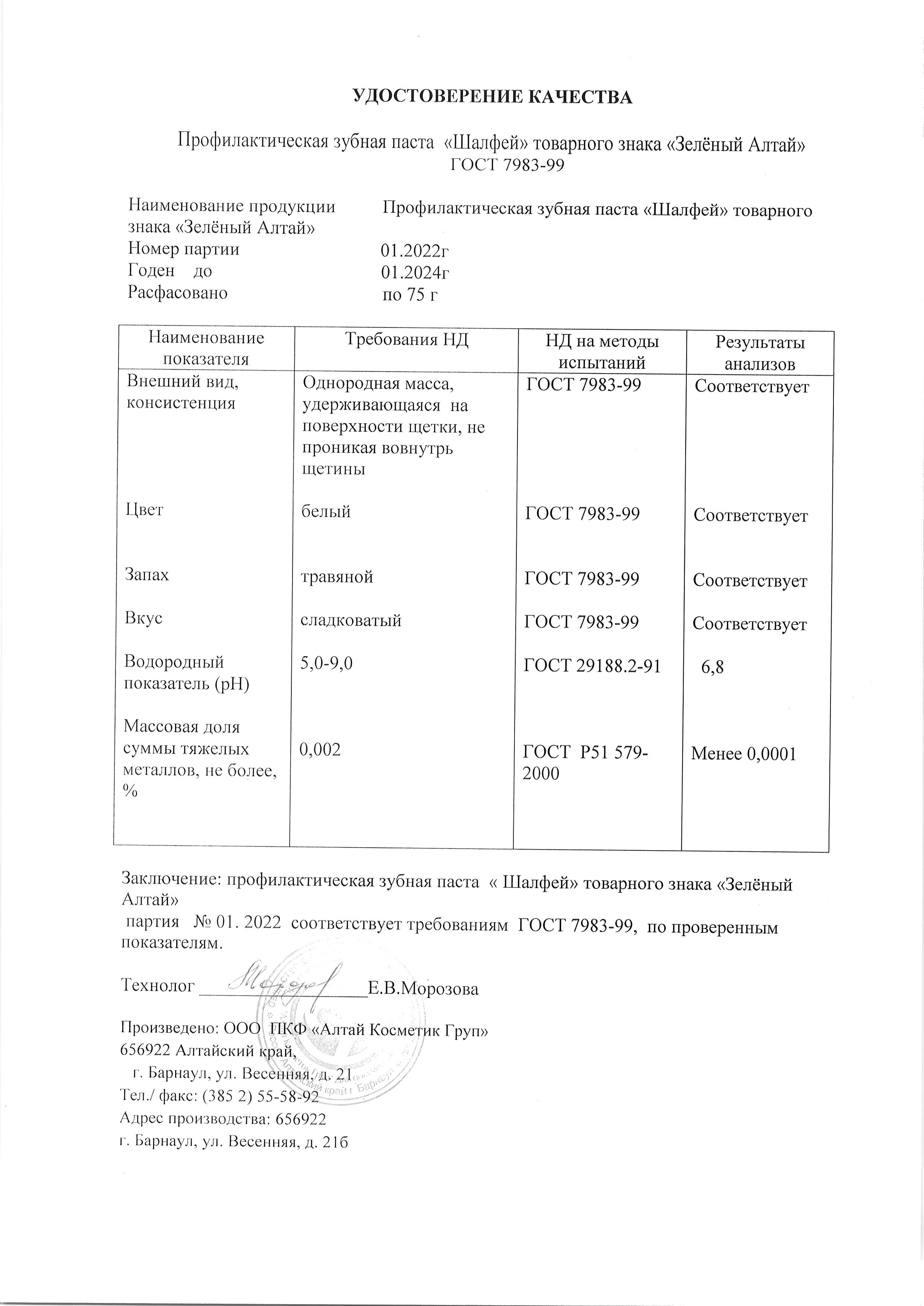 Паспорт №012022